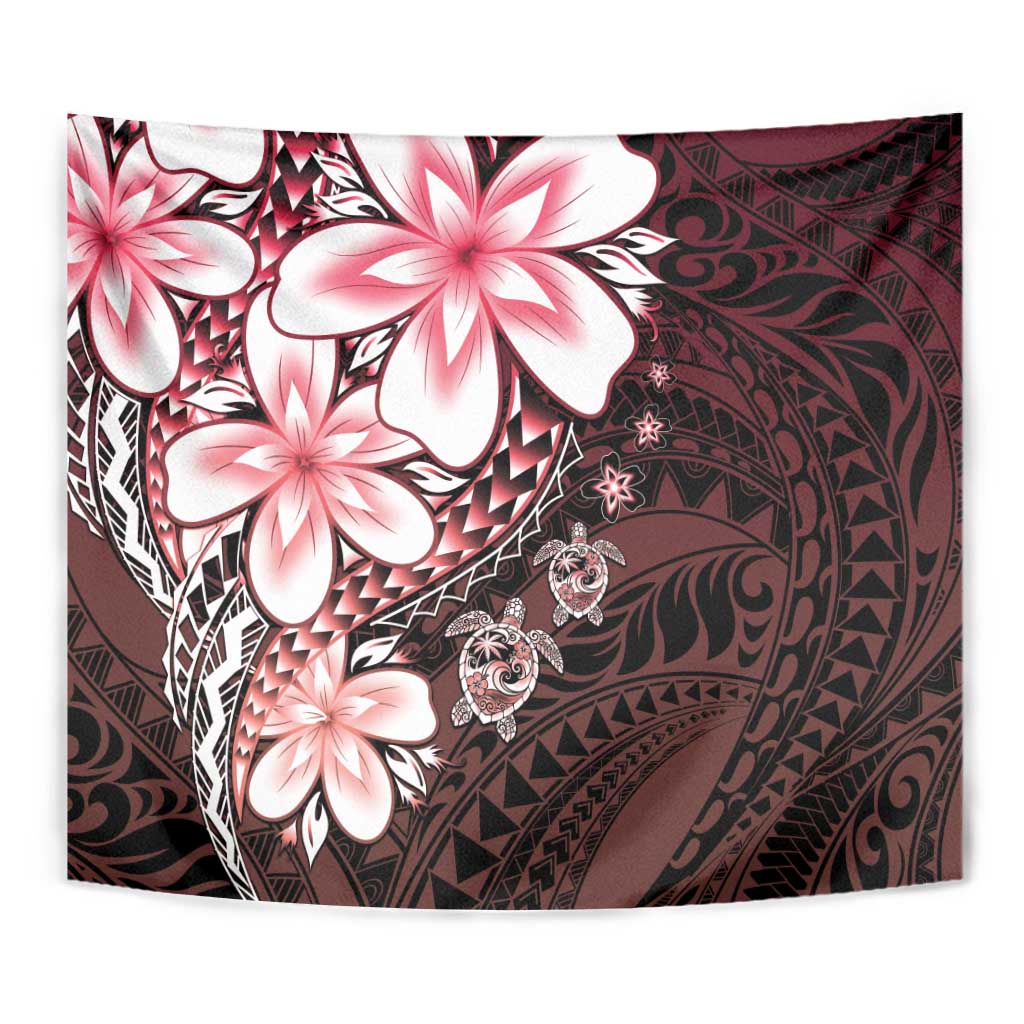 Polynesia Romantic Valentine Tapestry Sea Turtle Couple With Red Gradient Plumeria LT05 - Polynesian Pride
