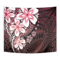 Polynesia Romantic Valentine Tapestry Sea Turtle Couple With Red Gradient Plumeria LT05 - Polynesian Pride