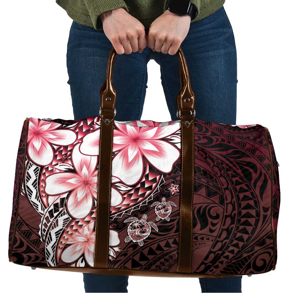 Polynesia Romantic Valentine Travel Bag Sea Turtle Couple With Red Gradient Plumeria LT05 Red - Polynesian Pride