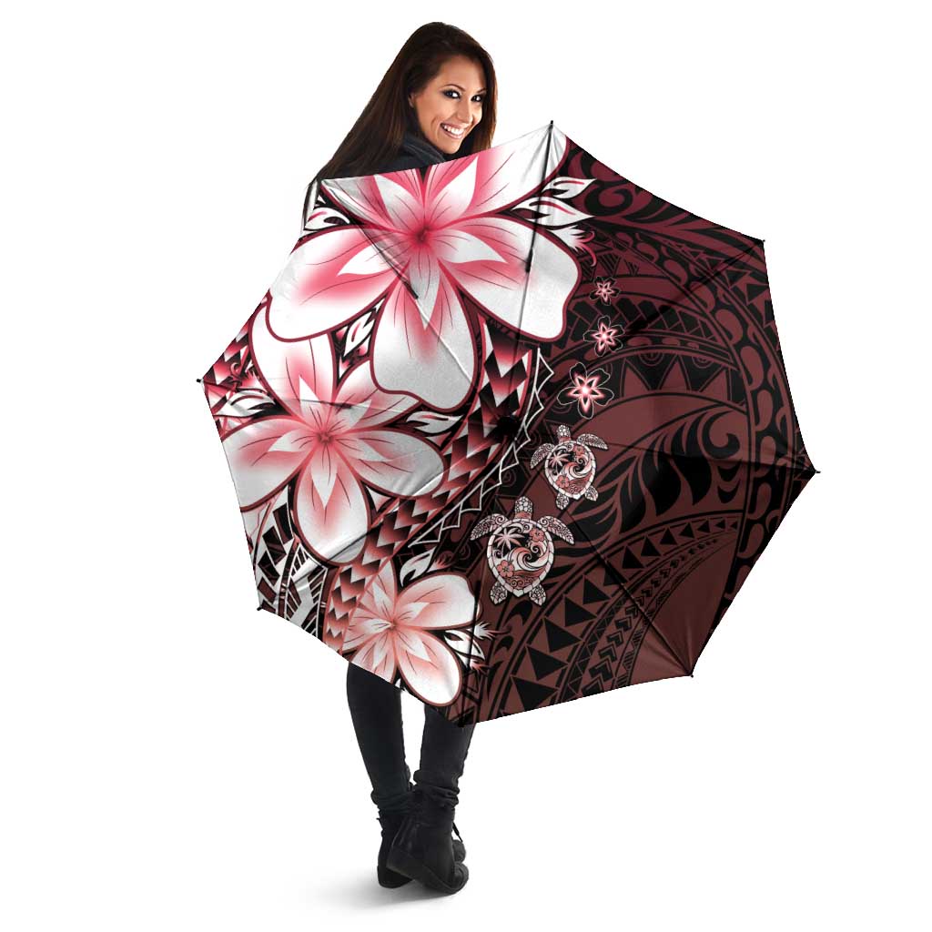 Polynesia Romantic Valentine Umbrella Sea Turtle Couple With Red Gradient Plumeria LT05 - Polynesian Pride
