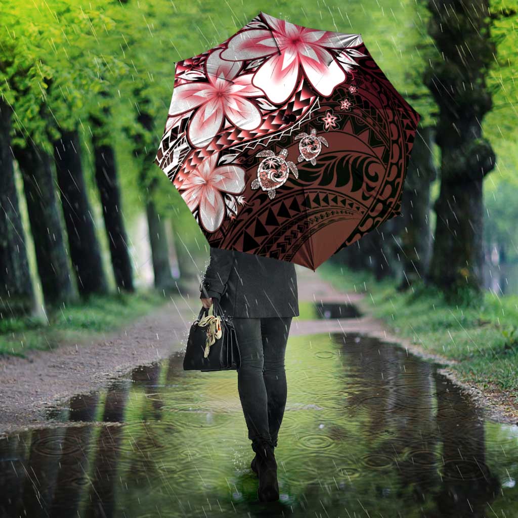 Polynesia Romantic Valentine Umbrella Sea Turtle Couple With Red Gradient Plumeria LT05 - Polynesian Pride