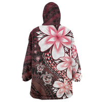 Polynesia Romantic Valentine Wearable Blanket Hoodie Sea Turtle Couple With Red Gradient Plumeria LT05 - Polynesian Pride