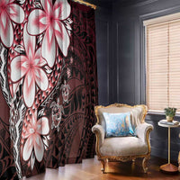 Polynesia Romantic Valentine Window Curtain Sea Turtle Couple With Red Gradient Plumeria LT05 - Polynesian Pride