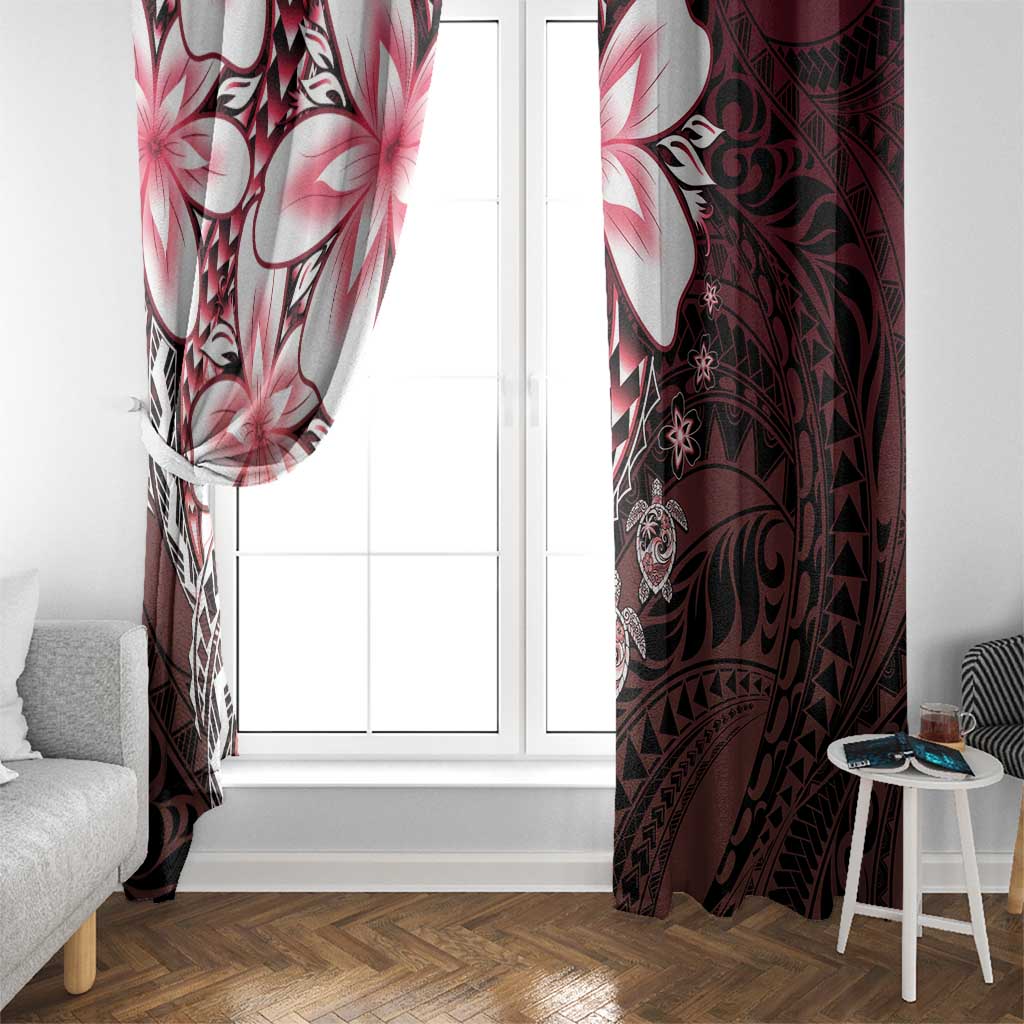 Polynesia Romantic Valentine Window Curtain Sea Turtle Couple With Red Gradient Plumeria LT05 - Polynesian Pride