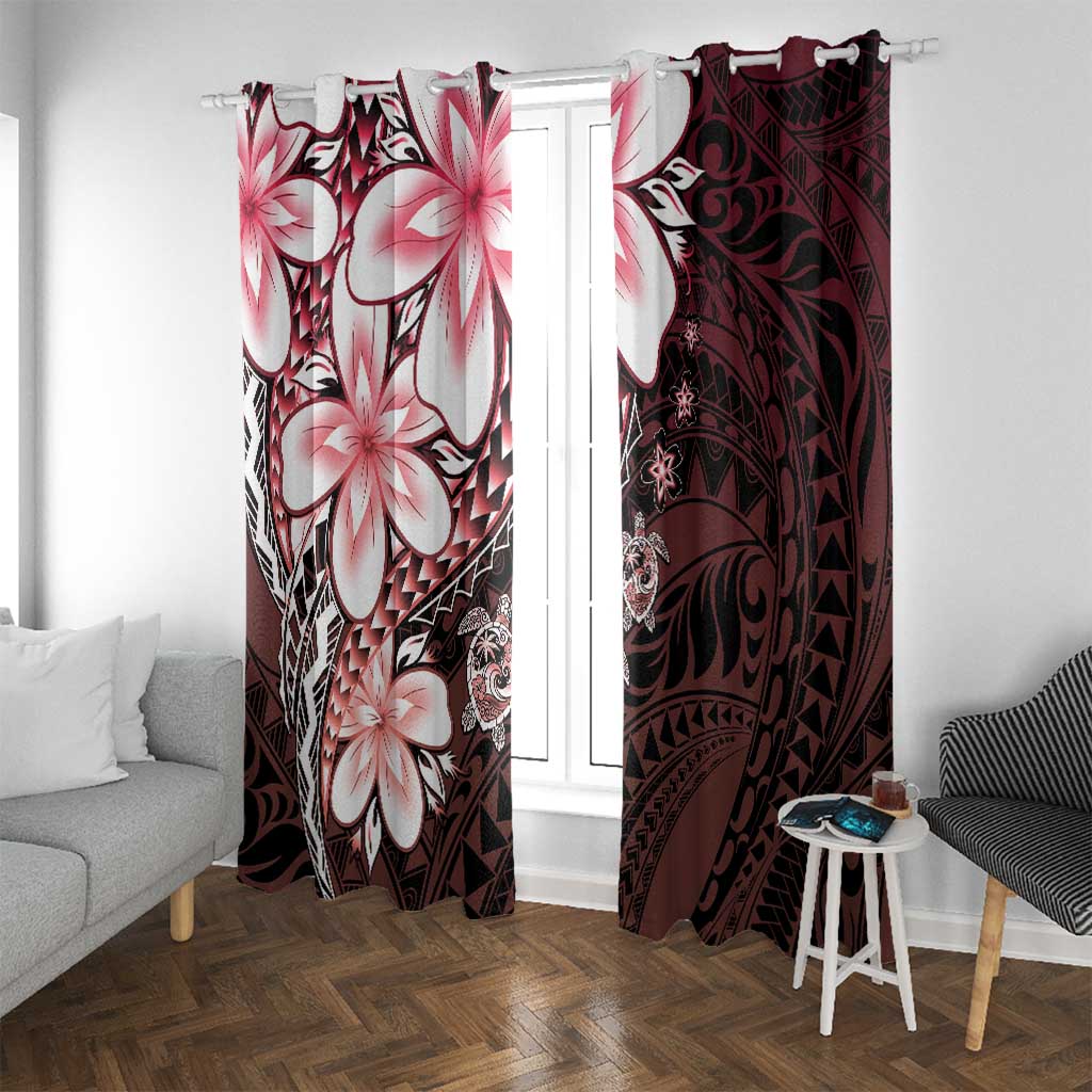 Polynesia Romantic Valentine Window Curtain Sea Turtle Couple With Red Gradient Plumeria LT05 With Grommets Red - Polynesian Pride