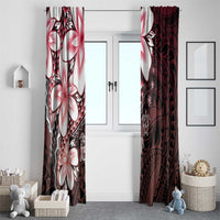 Polynesia Romantic Valentine Window Curtain Sea Turtle Couple With Red Gradient Plumeria LT05 - Polynesian Pride