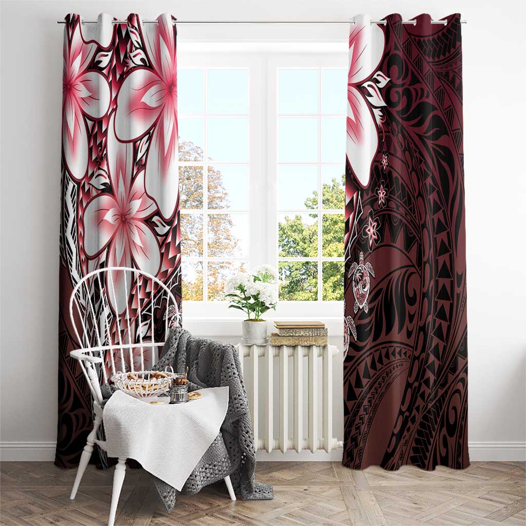 Polynesia Romantic Valentine Window Curtain Sea Turtle Couple With Red Gradient Plumeria LT05 - Polynesian Pride