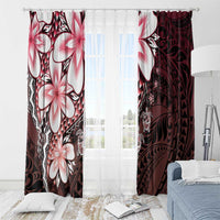 Polynesia Romantic Valentine Window Curtain Sea Turtle Couple With Red Gradient Plumeria LT05 - Polynesian Pride