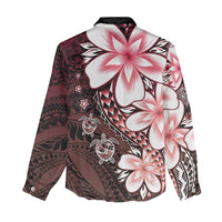 Polynesia Romantic Valentine Women Casual Shirt Sea Turtle Couple With Red Gradient Plumeria LT05 - Polynesian Pride