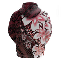 Polynesia Romantic Valentine Zip Hoodie Sea Turtle Couple With Red Gradient Plumeria LT05 - Polynesian Pride