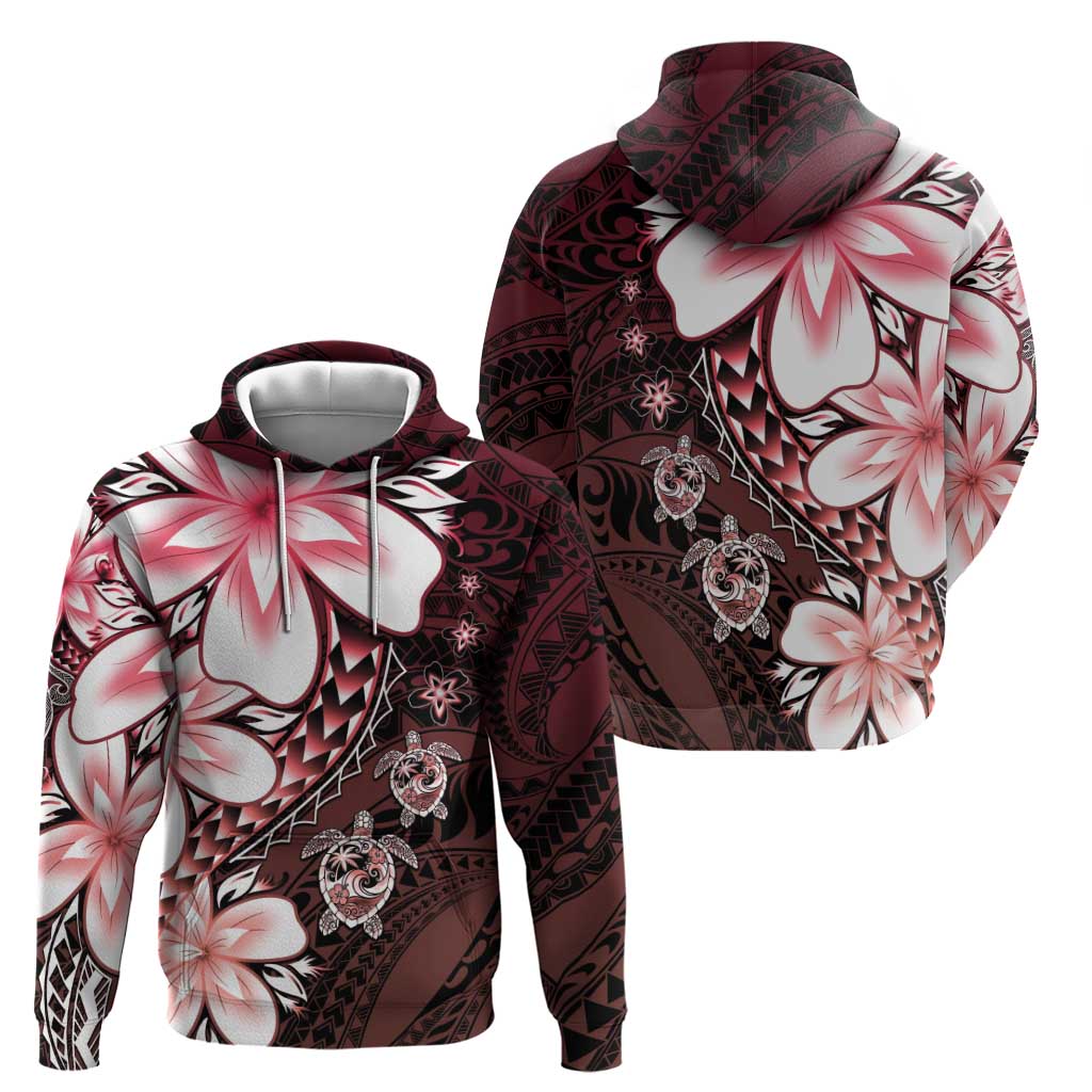 Polynesia Romantic Valentine Zip Hoodie Sea Turtle Couple With Red Gradient Plumeria LT05 - Polynesian Pride