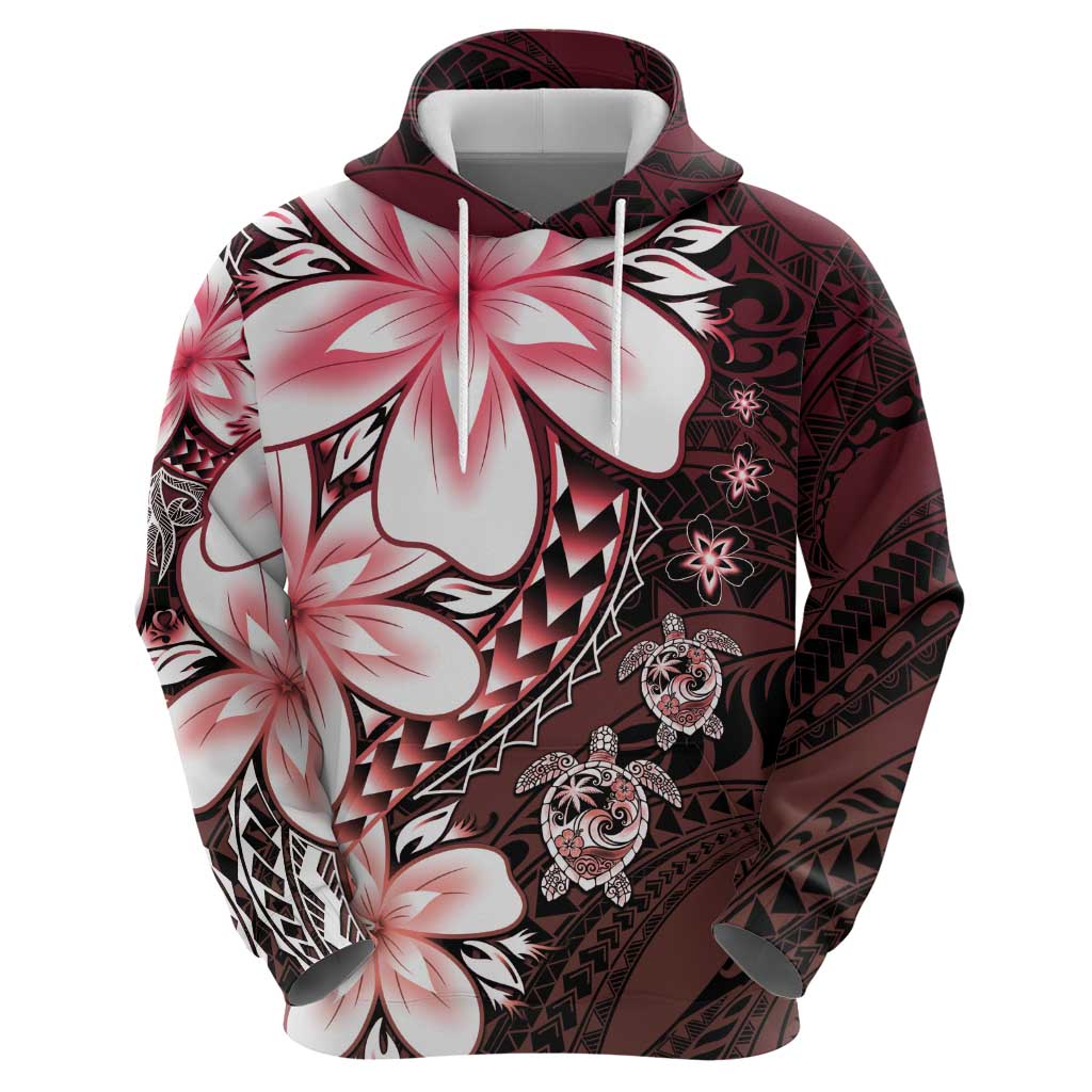 Polynesia Romantic Valentine Zip Hoodie Sea Turtle Couple With Red Gradient Plumeria LT05 - Polynesian Pride