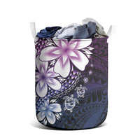 Polynesia Romantic Valentine Laundry Basket Sea Turtle Couple With Purple Gradient Plumeria LT05 - Polynesian Pride