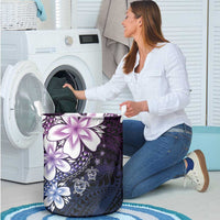 Polynesia Romantic Valentine Laundry Basket Sea Turtle Couple With Purple Gradient Plumeria LT05 - Polynesian Pride