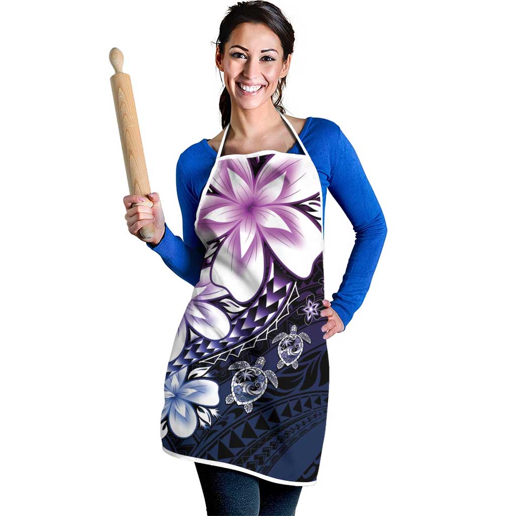 Polynesia Romantic Valentine Apron Sea Turtle Couple With Purple Gradient Plumeria LT05 - Polynesian Pride