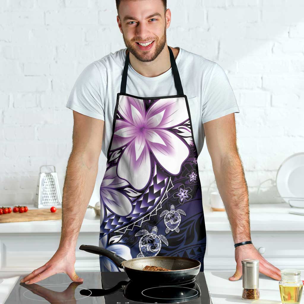Polynesia Romantic Valentine Apron Sea Turtle Couple With Purple Gradient Plumeria LT05 - Polynesian Pride