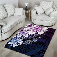 Polynesia Romantic Valentine Area Rug Sea Turtle Couple With Purple Gradient Plumeria