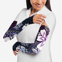 Polynesia Romantic Valentine Arm Sleeves Sea Turtle Couple With Purple Gradient Plumeria LT05 - Polynesian Pride