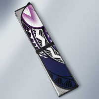 Polynesia Romantic Valentine Auto Sun Shade Sea Turtle Couple With Purple Gradient Plumeria