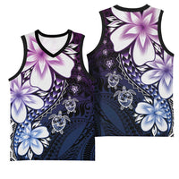 Polynesia Romantic Valentine Basketball Jersey Sea Turtle Couple With Purple Gradient Plumeria LT05 - Polynesian Pride