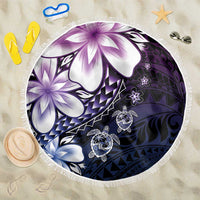 Polynesia Romantic Valentine Beach Blanket Sea Turtle Couple With Purple Gradient Plumeria LT05 One Size 150cm Purple - Polynesian Pride