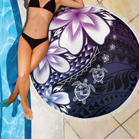 Polynesia Romantic Valentine Beach Blanket Sea Turtle Couple With Purple Gradient Plumeria LT05 - Polynesian Pride