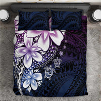Polynesia Romantic Valentine Bedding Set Sea Turtle Couple With Purple Gradient Plumeria LT05 Purple - Polynesian Pride