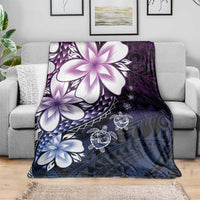 Polynesia Romantic Valentine Blanket Sea Turtle Couple With Purple Gradient Plumeria LT05 - Polynesian Pride