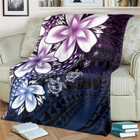 Polynesia Romantic Valentine Blanket Sea Turtle Couple With Purple Gradient Plumeria LT05 - Polynesian Pride