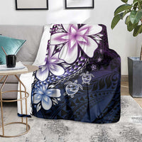Polynesia Romantic Valentine Blanket Sea Turtle Couple With Purple Gradient Plumeria LT05 - Polynesian Pride