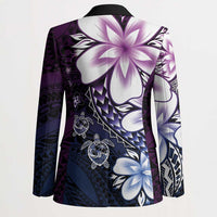 Polynesia Romantic Valentine Blazer Sea Turtle Couple With Purple Gradient Plumeria LT05 - Polynesian Pride