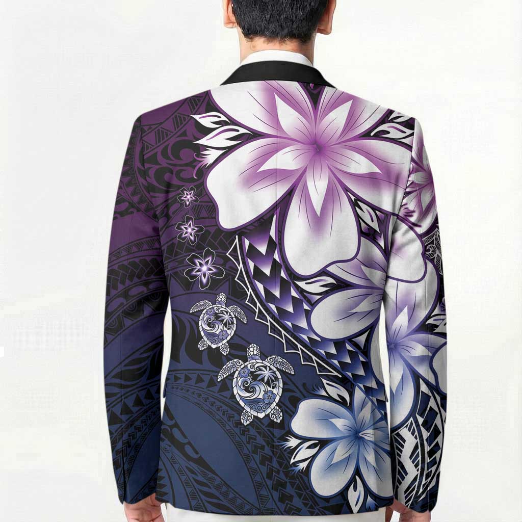 Polynesia Romantic Valentine Blazer Sea Turtle Couple With Purple Gradient Plumeria LT05 - Polynesian Pride