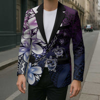 Polynesia Romantic Valentine Blazer Sea Turtle Couple With Purple Gradient Plumeria LT05 - Polynesian Pride