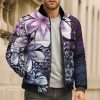 Polynesia Romantic Valentine Bomber Puffer Jacket Sea Turtle Couple With Purple Gradient Plumeria LT05 - Polynesian Pride