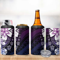 Polynesia Romantic Valentine 4 in 1 Can Cooler Tumbler Sea Turtle Couple With Purple Gradient Plumeria LT05 - Polynesian Pride