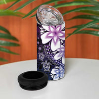 Polynesia Romantic Valentine 4 in 1 Can Cooler Tumbler Sea Turtle Couple With Purple Gradient Plumeria LT05 - Polynesian Pride