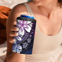 Polynesia Romantic Valentine 4 in 1 Can Cooler Tumbler Sea Turtle Couple With Purple Gradient Plumeria LT05 - Polynesian Pride