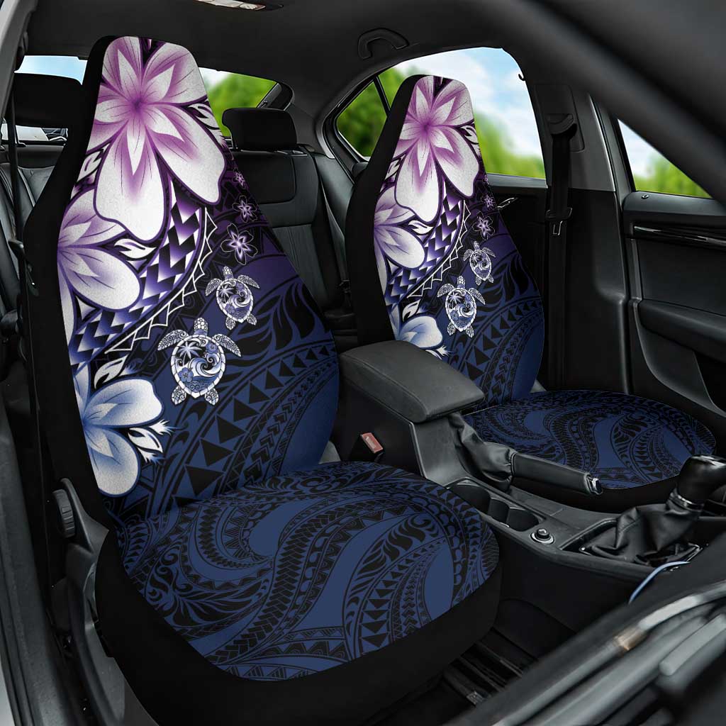 Polynesia Romantic Valentine Car Seat Cover Sea Turtle Couple With Purple Gradient Plumeria LT05 One Size Purple - Polynesian Pride