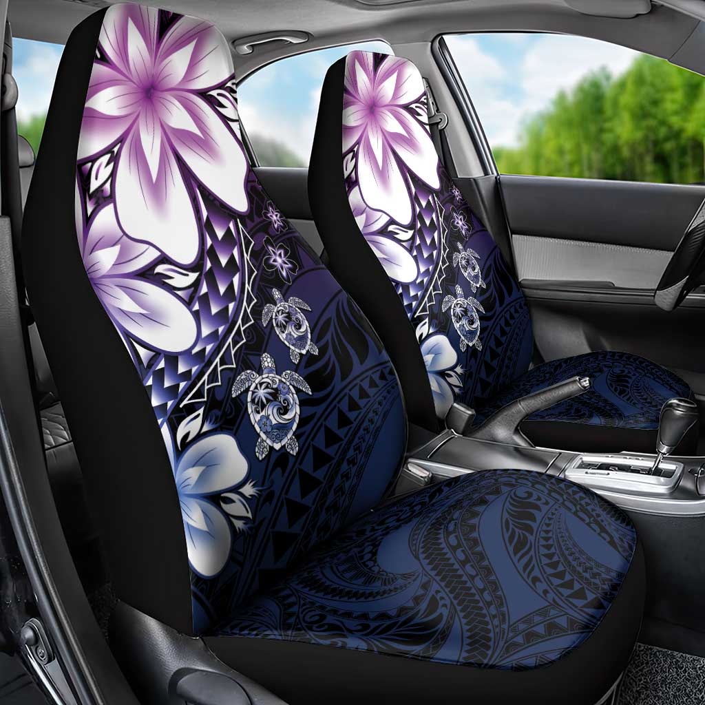 Polynesia Romantic Valentine Car Seat Cover Sea Turtle Couple With Purple Gradient Plumeria LT05 - Polynesian Pride