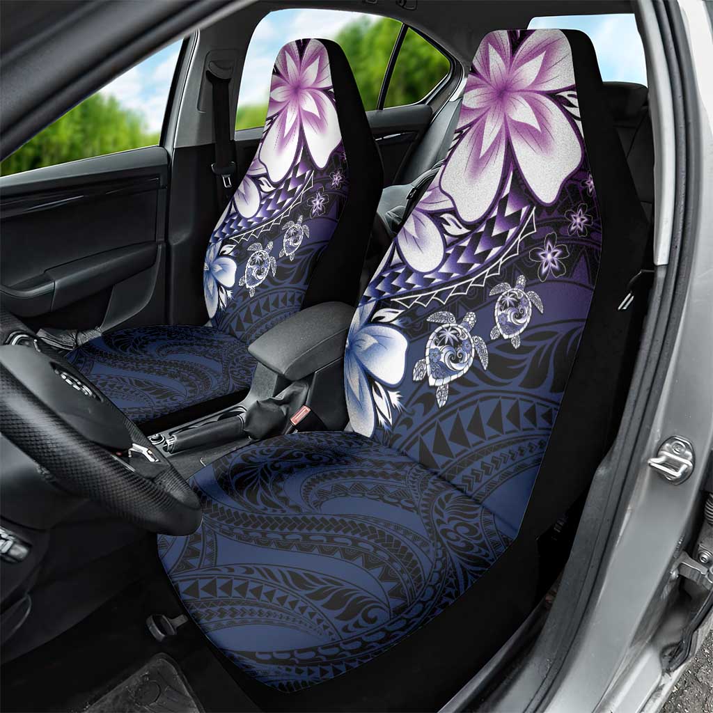 Polynesia Romantic Valentine Car Seat Cover Sea Turtle Couple With Purple Gradient Plumeria LT05 - Polynesian Pride