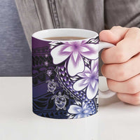 Polynesia Romantic Valentine Ceramic Mug Sea Turtle Couple With Purple Gradient Plumeria LT05 - Polynesian Pride
