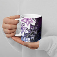Polynesia Romantic Valentine Ceramic Mug Sea Turtle Couple With Purple Gradient Plumeria LT05 - Polynesian Pride