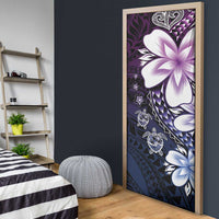 Polynesia Romantic Valentine Door Cover Sea Turtle Couple With Purple Gradient Plumeria LT05 - Polynesian Pride