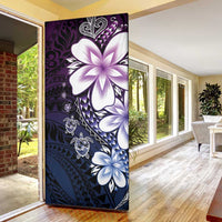 Polynesia Romantic Valentine Door Cover Sea Turtle Couple With Purple Gradient Plumeria LT05 - Polynesian Pride