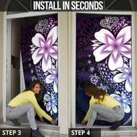 Polynesia Romantic Valentine Door Cover Sea Turtle Couple With Purple Gradient Plumeria LT05 - Polynesian Pride