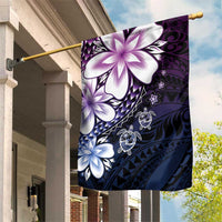 Polynesia Romantic Valentine Garden Flag Sea Turtle Couple With Purple Gradient Plumeria LT05 House Flag Purple - Polynesian Pride