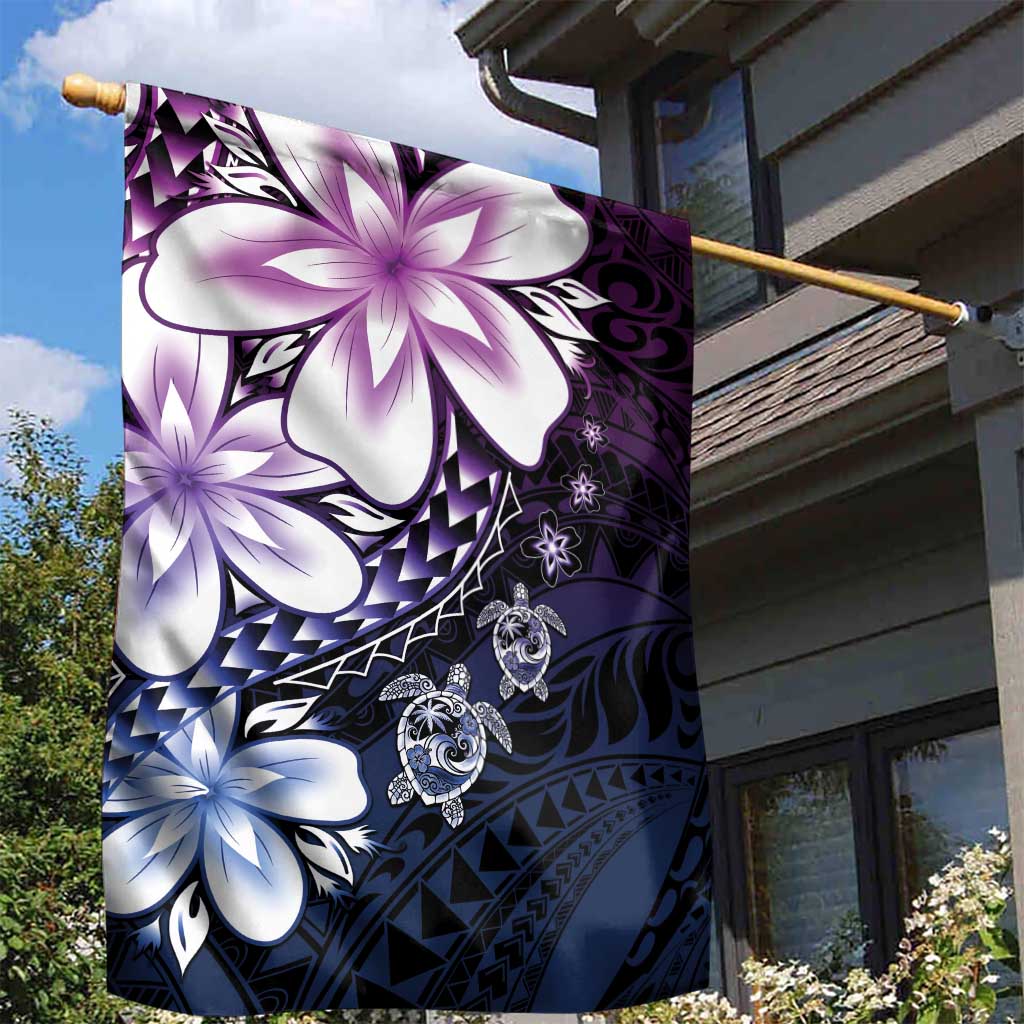 Polynesia Romantic Valentine Garden Flag Sea Turtle Couple With Purple Gradient Plumeria LT05 - Polynesian Pride