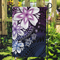 Polynesia Romantic Valentine Garden Flag Sea Turtle Couple With Purple Gradient Plumeria LT05 Garden Flag Purple - Polynesian Pride