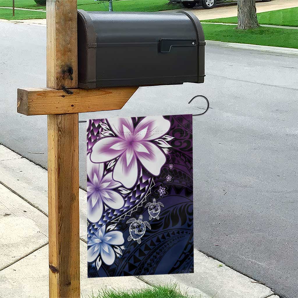 Polynesia Romantic Valentine Garden Flag Sea Turtle Couple With Purple Gradient Plumeria LT05 - Polynesian Pride
