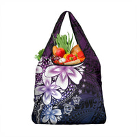 Polynesia Romantic Valentine Grocery Bag Sea Turtle Couple With Purple Gradient Plumeria LT05 1-pack One Size Purple - Polynesian Pride